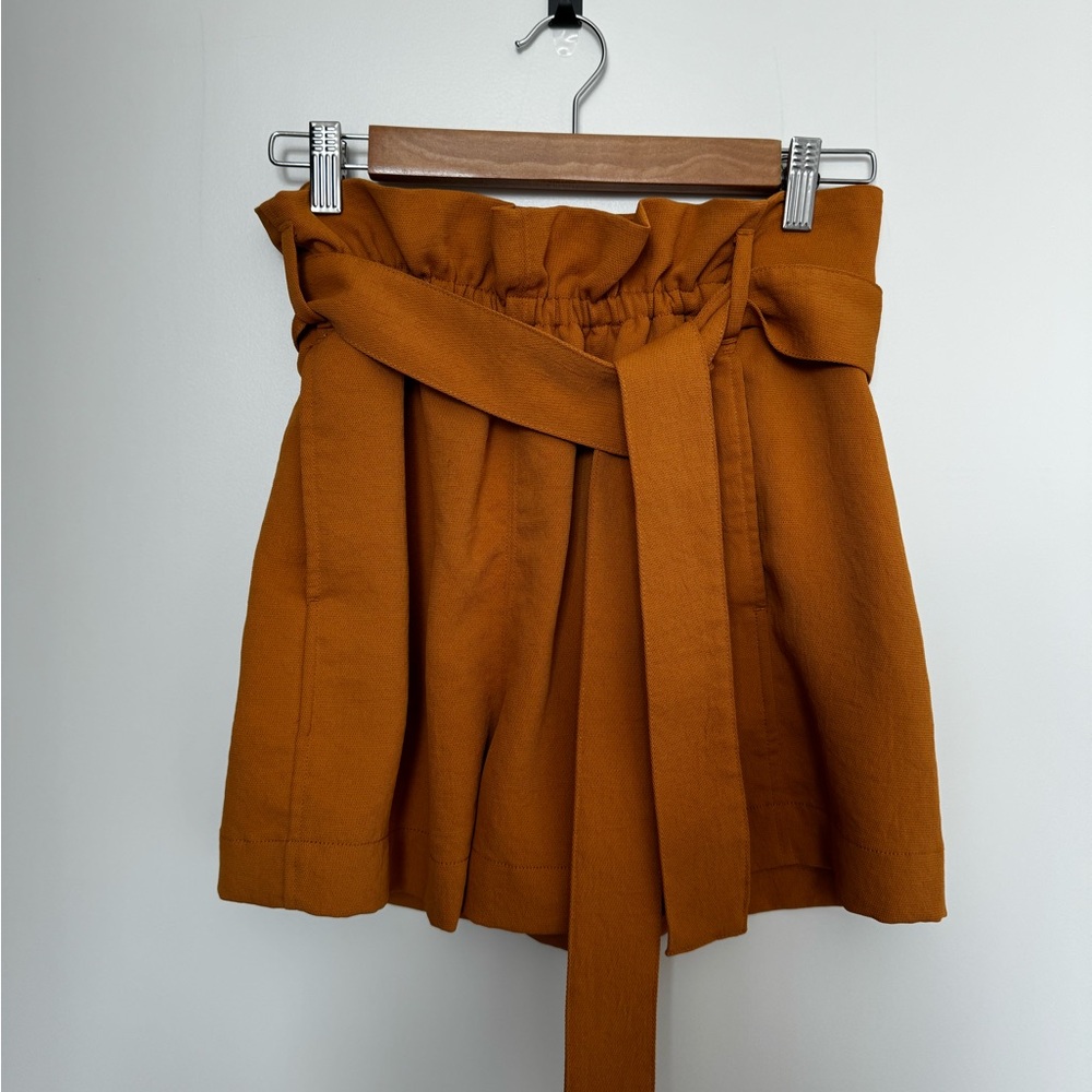 Aritzia High Waist Paperbag Shorts in Rust